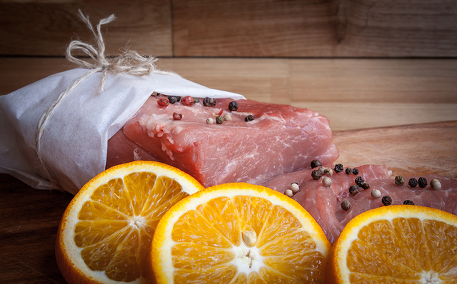 Pratos principais: Orange-flavoured veal and mascarpone rolls