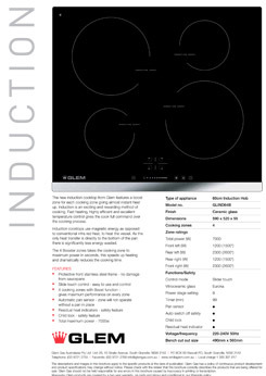 Cooktop information for induction and ceramic cooktops