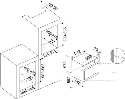 Dessin technique Four tout gaz émail lisse inox - GFMG51IX - Glem Gas