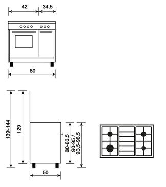 Gazinière butanette Glem 80 cm , cuisinières GLEM