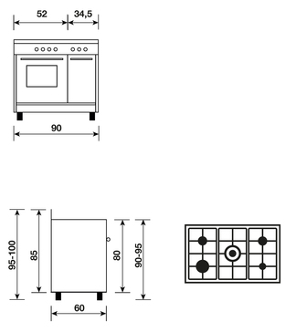 Dessin technique Butanette catalyse 90 x 60 cm inox - GA960PCGIX - Glem Gas