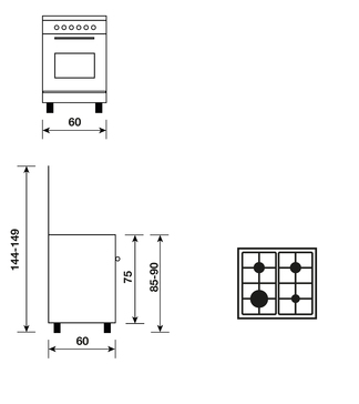 GA660CMIX Cuisinière gaz catalyse 60 x 60 cm inox, Cuisson produits – Glem  Gas