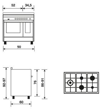 Gxd96cvix Cuisiniere Double Four Mixte Catalyse 90 X 60 Cm Inox Cuisson Produits Glem Gas