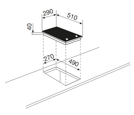 Disegno tecnico Piano cottura in vetroceramica - GTH32M - Glem Gas