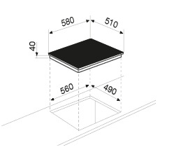 Disegno tecnico Piano cottura in vetroceramica - GTH64TCIX2 - Glem Gas