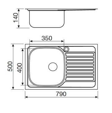 Disegno tecnico Lavello Inox - GL179XD - Glem Gas
