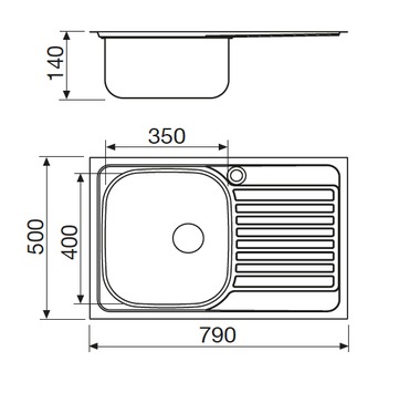 Disegno tecnico Lavello Inox - GL179XS - Glem Gas