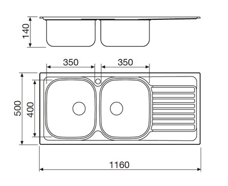 Disegno tecnico Lavello Inox - GL216IXS - Glem Gas