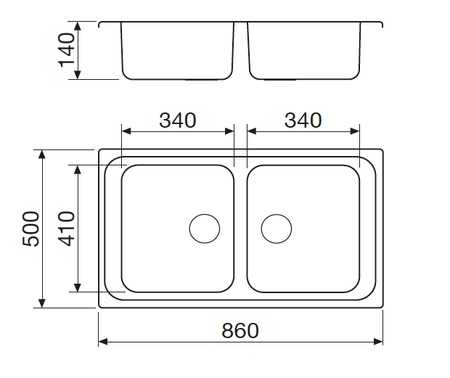 Disegno tecnico Lavello Inox - GL286IX - Glem Gas