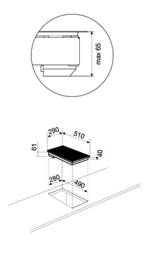 Dessin technique Domino vitrocéramique - GTH320SN - Glem Gas