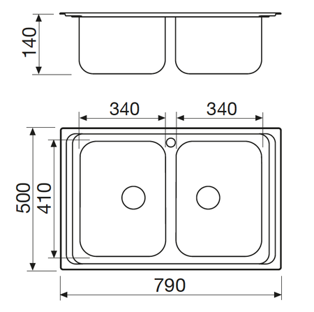 Disegno tecnico Lavello Inox - GL279X - Glem Gas