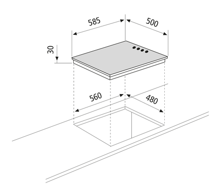 Technical drawing Electric hob - GTL640IX - Glem Gas