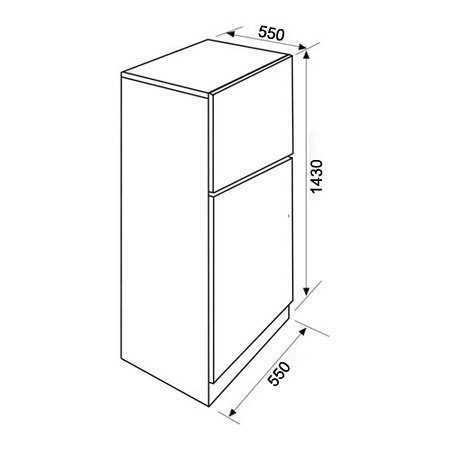 Dessin technique Réfrigérateur congélateur 2 portes pose libre 143 cm silver - GRF2103SI - Glem Gas