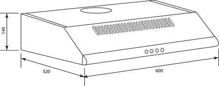 Technical drawing 60 cm SS fixed rangehood - CK60FXF - Glem Gas