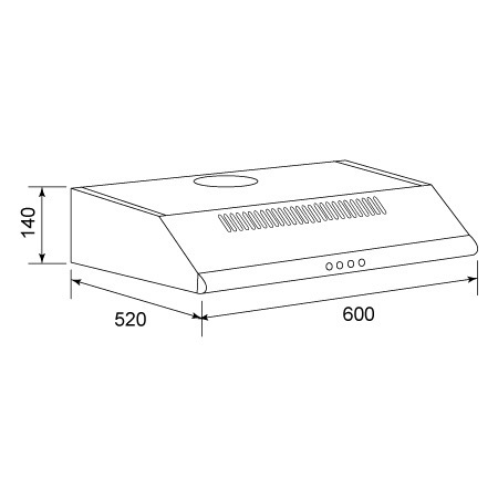 Dessin technique Hotte casquette 60 cm inox - GHC625IX - Glem Gas