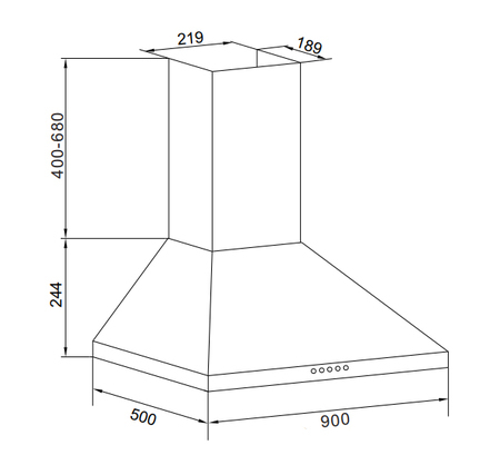 Dessin technique Hotte murale pyramide 90 cm inox - GHP945IX - Glem Gas