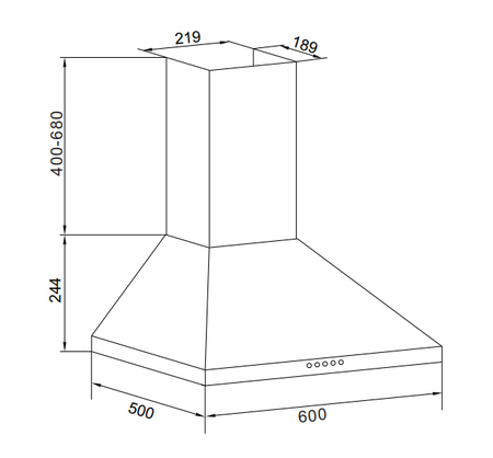 Dessin technique Hotte murale pyramide 60 cm inox - GHP645IX - Glem Gas