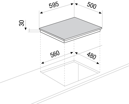 Technical drawing 60cm 4 Burner Gas Hob - GT64GWI - Glem Gas