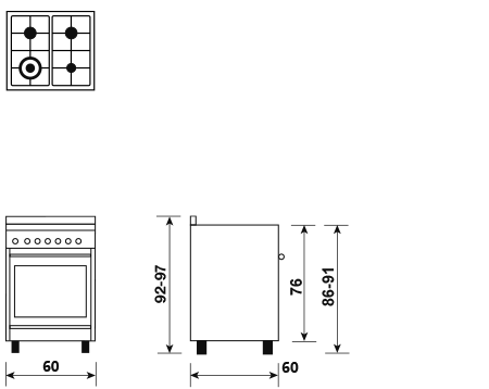 Disegno tecnico Forno multifunzione a gas ventilato - ST664VI - Glem Gas