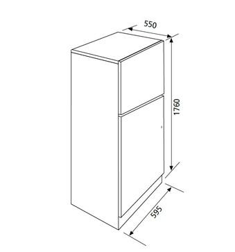 Dessin technique Réfrigérateur congélateur 2 portes pose libre 176 cm inox - GRF294IX - Glem Gas