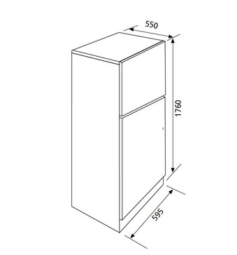 Dessin technique Réfrigérateur congélateur 2 portes pose libre 176 cm inox - GRF290IX - Glem Gas