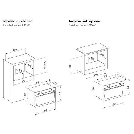 Disegno tecnico Forno multifunzione elettrico termoventilato - GFD997IX-S6 - Glem Gas