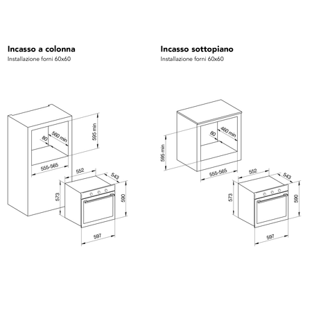 Disegno tecnico Forno multifunzione elettrico ventilato - GFR62IX-S3 - Glem Gas