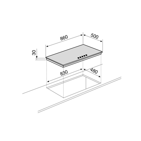 Disegno tecnico Piano cottura 90 cm - GTD955HIXN - Glem Gas