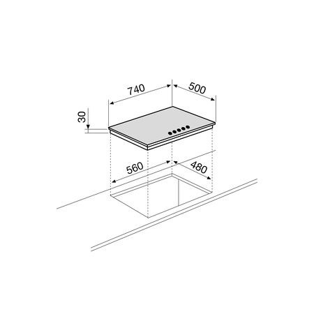 Disegno tecnico Piano cottura 75 cm - GTD85THIXN - Glem Gas