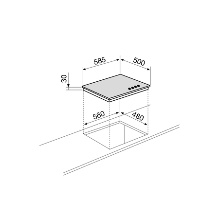 Disegno tecnico Piano cottura 60 cm - GTD64THIXN - Glem Gas