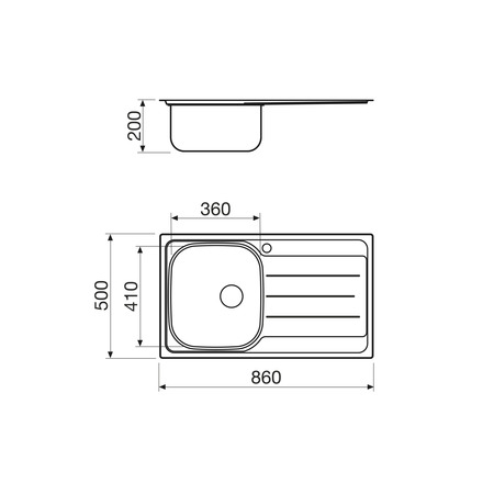 Disegno tecnico Lavello Inox - L1G86XS3 - Glem Gas