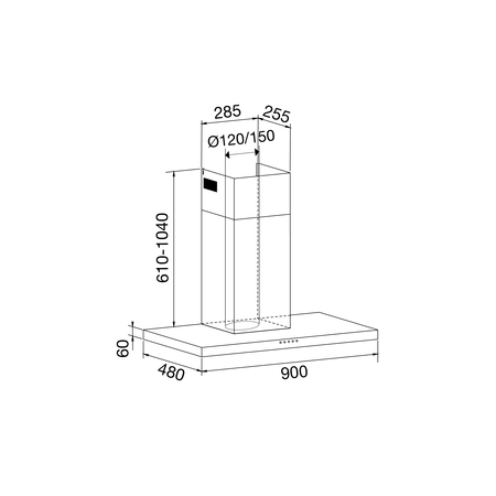 Disegno tecnico Cappa a parete 90 CM - GHB986IXA - Glem Gas