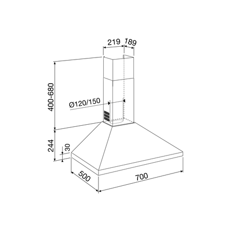 Disegno tecnico Cappa a parete - GHP745IX - Glem Gas