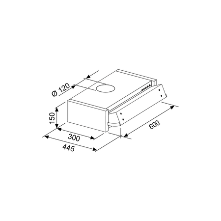 Disegno tecnico Cappa Sottopensile Estraibile 60 cm - GHE601SI - Glem Gas