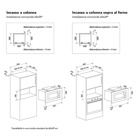 Disegno tecnico Forno microonde con grill - GMI253IX - Glem Gas