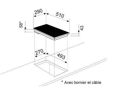 Dessin technique Domino vitrocéramique manettes - GTH32K01 - Glem Gas