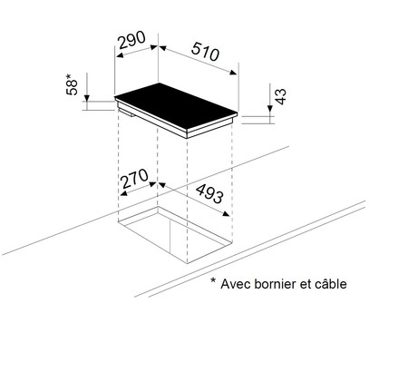 Dessin technique Domino vitrocéramique - GTH32K01 - Glem Gas