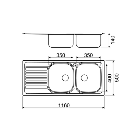 Disegno tecnico Lavello Inox - GL216IXD - Glem Gas