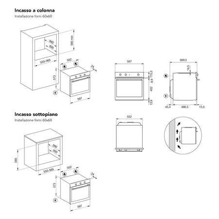 Disegno tecnico Forno multifunzione elettrico termoventilato - GFX92BK-S6 - Glem Gas