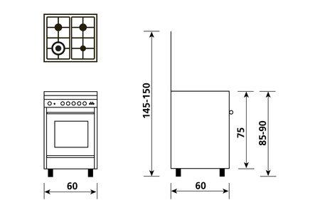 Disegno tecnico Forno multifunzione elettrico termoventilato - SA66TMBK - Glem Gas