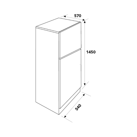 Dessin technique Réfrigérateur congélateur, 2 portes, pose libre, 145 cm, classe D, silver - GRF170SI - NOUVEAU - Glem Gas