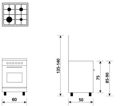 Disegno tecnico Forno Elettrico Multifunzione 6 funzioni - A654MX6 - Glem Gas