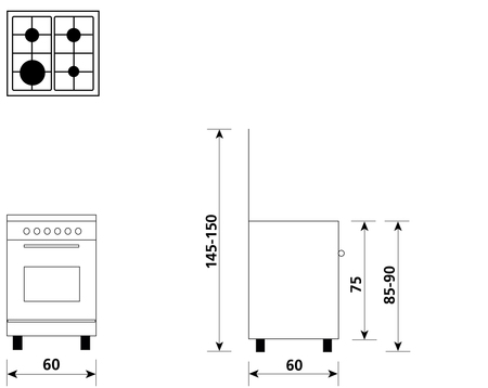 Disegno tecnico Forno Elettrico Multifunzione 6 funzioni  - A664MI6 - Glem Gas