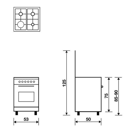 Diseño técnico Horno a gas - grill a gas - AL5511GI - Glem Gas