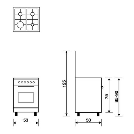 Diseño técnico Horno a gas - grill a gas - AL5511GX - Glem Gas