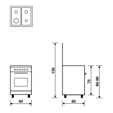 Dessin technique Four électrique - Gril électrique - AL6609EI - Glem Gas