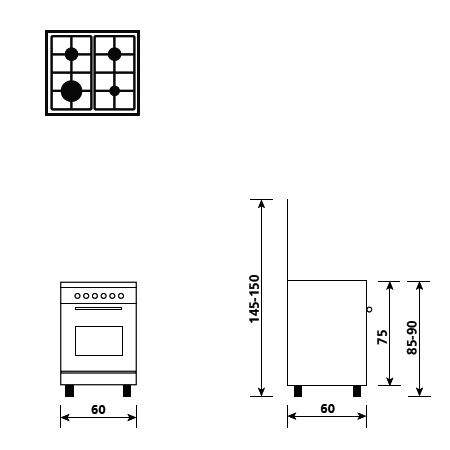 Dessin technique Four gaz - Gril électrique - AL6611EI - Glem Gas