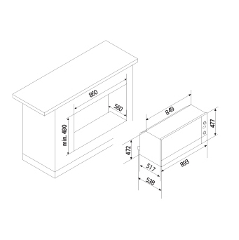 Dessin technique Four multifonction 9 Fonctions - GF993IXN - Glem Gas