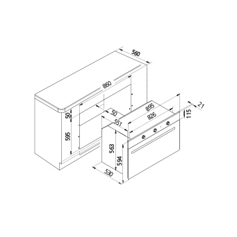 Dessin technique Four gaz - Gril gaz - GF9G21IXN - Glem Gas