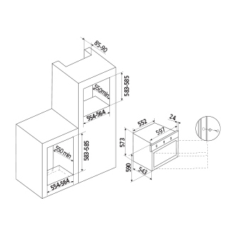 Dessin technique Four multifonction 9 Fonctions - GFE92IX - Glem Gas